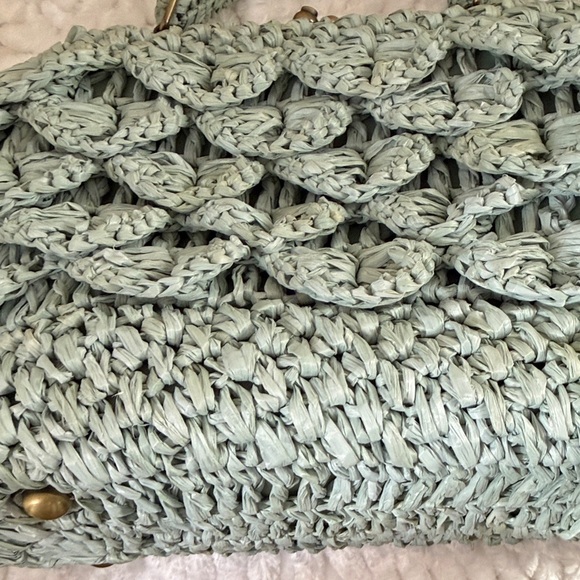 Patricia Nash Laureana Mint Green Woven Raffia Frame Bag - Picture 9 of 9